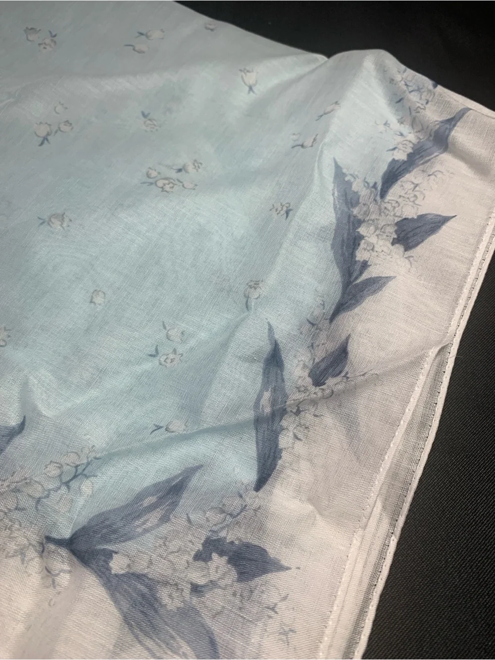 Dior Light Blue and Navy Floral Cotton Mini Scarf